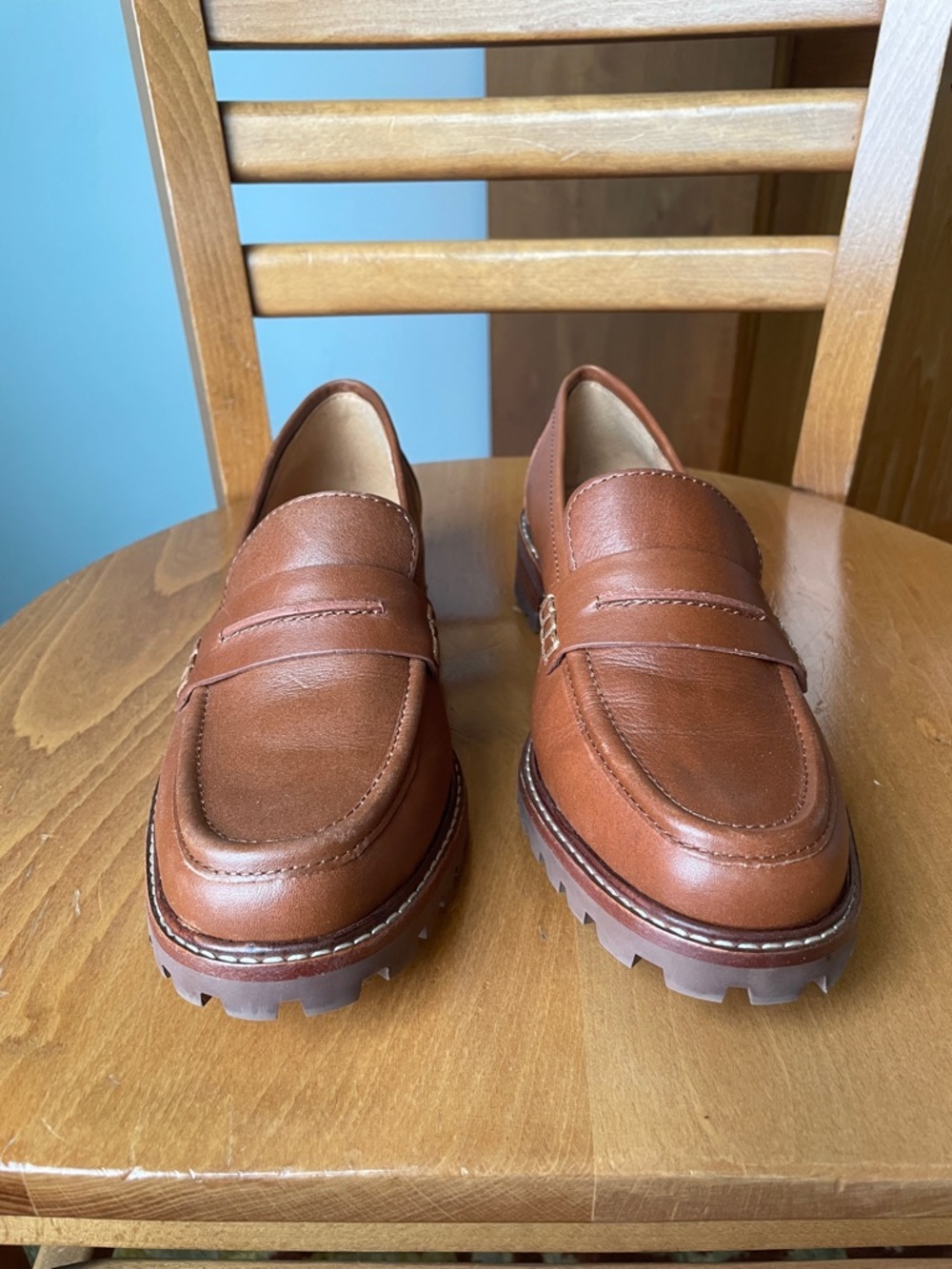 Madewell Chestnut Brown Leather Penny Loafers